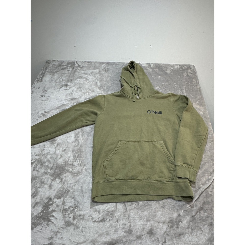 O'Neill Hoodie Mens Small Olive Pullover Sweatshirt Logo Front Long Sleeve EUC‎